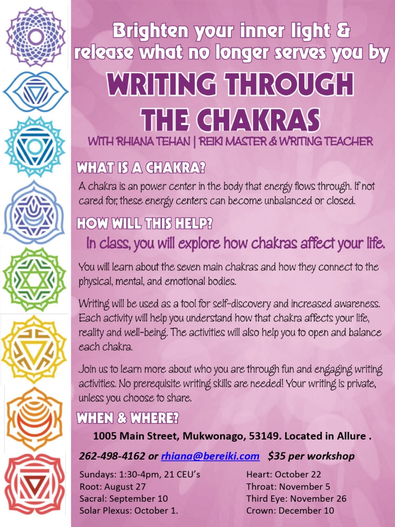 Writing Through the Chakras Class Starting in August! - Reiki Healing